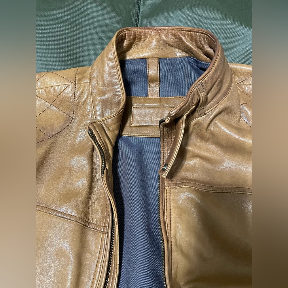 Massimo Dutti Tan Leather Jacket